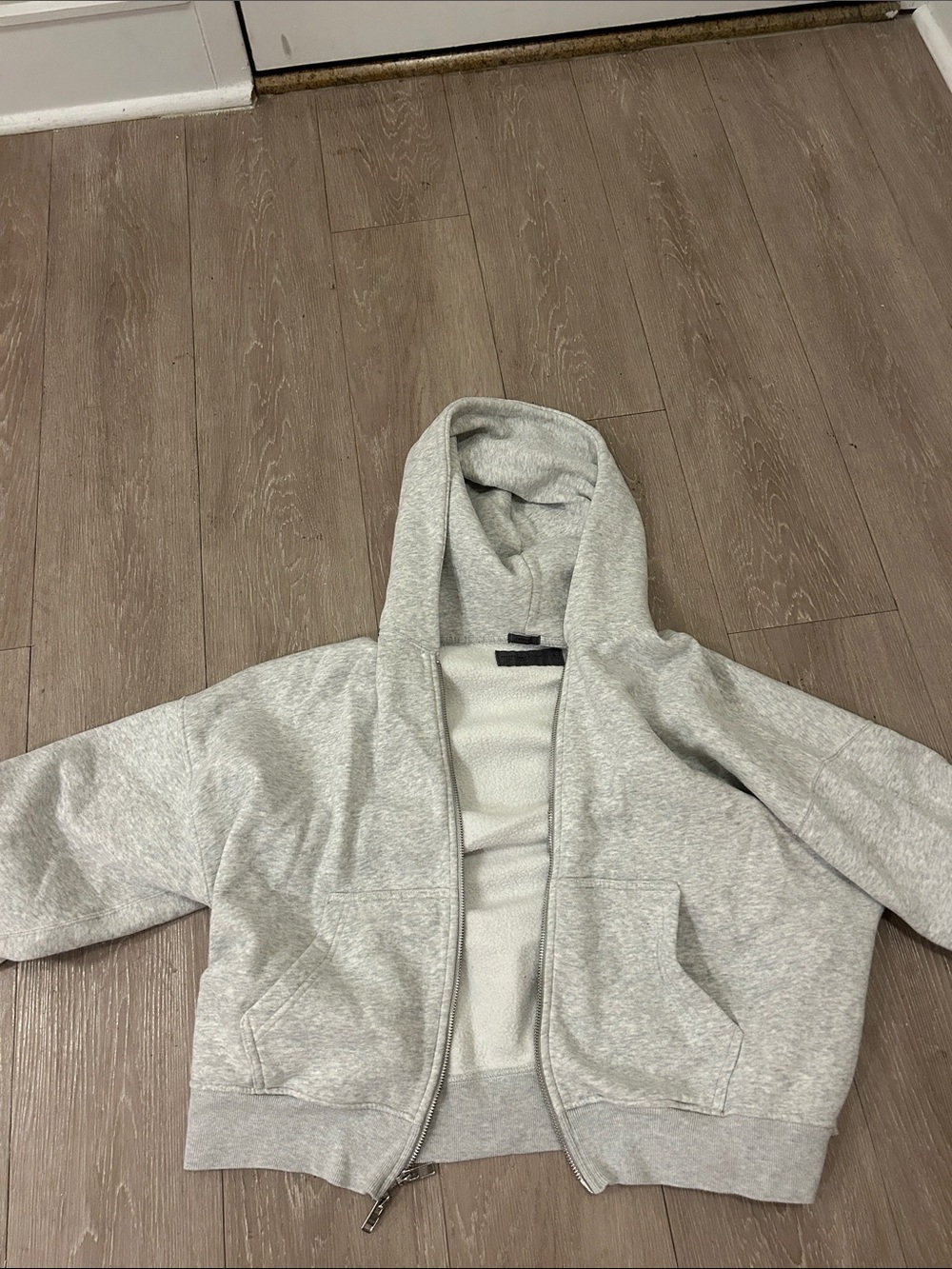 Abercrombie & Fitch Light Gray Hooded Zip-Up Sweatshirt